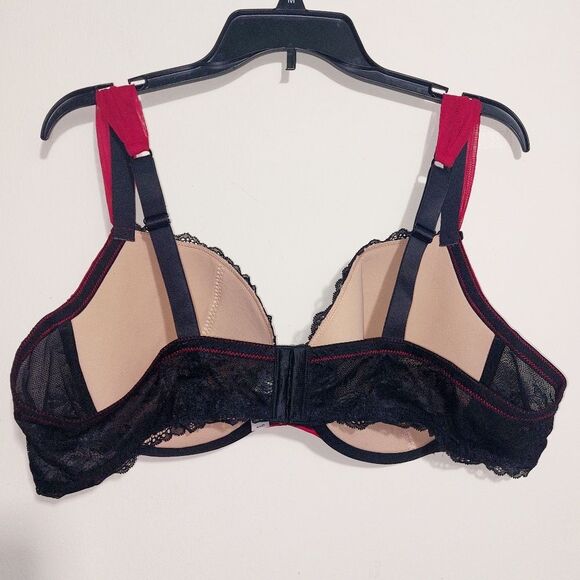 EUC Adore Me Women's Lace Clairabelle Underwire Contour Demi Plus Bra Red SZ 44D - Picture 8 of 15